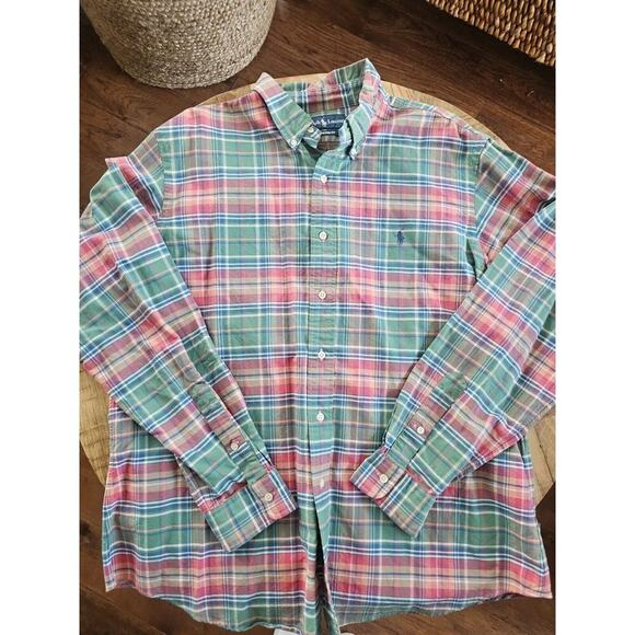 Ralph Lauren Custom Fit Plaid Button Down Shirt Men's Size XL Preppy Nautical - Picture 6 of 13